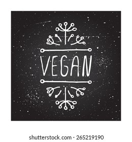 Hand-sketched typographic element on chalkboard background. Natural product labels. Suitable for ads, signboards, packaging and identity and web designs