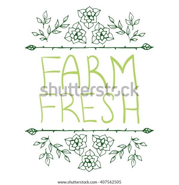 Hand-sketched typographic\
elements. Farm product labels, restaurant labels for organic,\
natural, eco or bio products isolated on white background.\
Handwritten words - farm\
fresh.