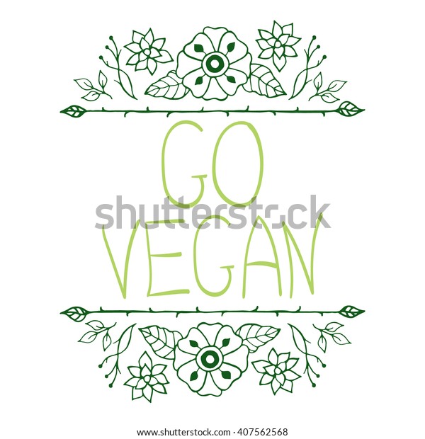 Hand-sketched typographic\
elements. Farm product labels, restaurant labels for organic,\
natural, eco or bio products isolated on white background.\
Handwritten words - go\
vegan.