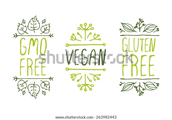 Hand-sketched typographic elements.\
Natural product labels. Suitable for ads, signboards, packaging and\
identity and web designs. GMO free, vegan, gluten\
free