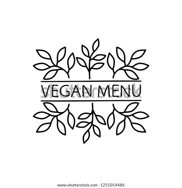 Hand-sketched typographic elements\
on white background. Vegan menu. Spring menu. Veggie food.\
Restaurant labels. Suitable for ads, signboards, menu and web\
banner designs