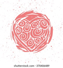 Handsketched valentine's day cute greeting card with flourish heart