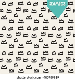 HandSketched Vector Seamless Pattern. Artistic pattern inspired by wild nature. Tileable abstract background. Repeating geometric texture.