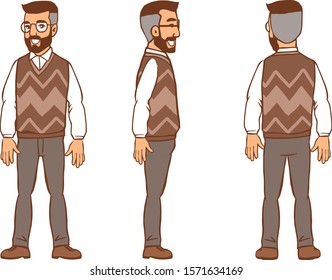 Handsom middle aged man wearing brown - character 