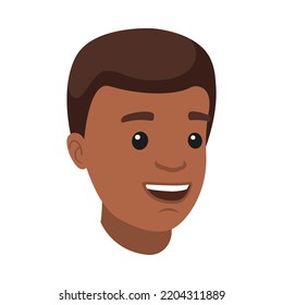Handsome African American Man Character Smiling Face Demonstrating Emotion Vector Illustration
