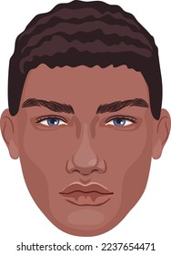 Handsome African male detailed portrait. Realistic avatar of young adult man. 
