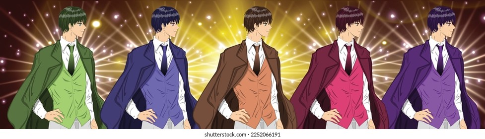 Handsome Anime guy set. Wearing the suit. anime guys Collection.