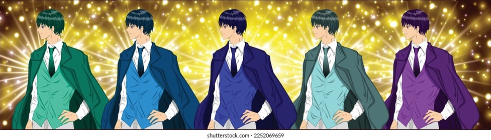 Handsome Anime guy set. Wearing the suit. anime guys Collection.