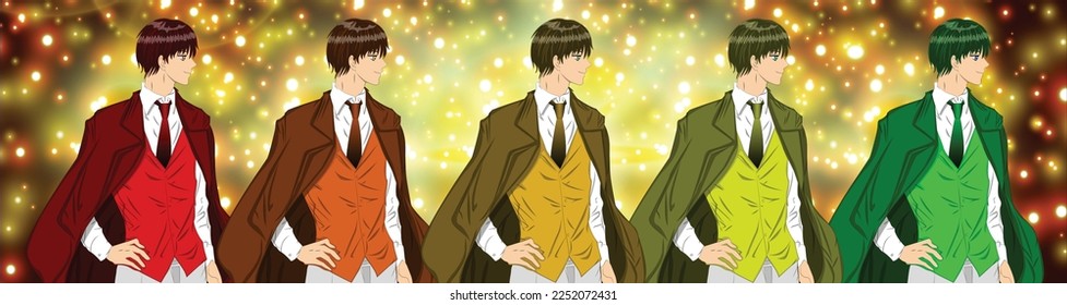 Handsome Anime guy set. Wearing the suit. anime guys Collection.