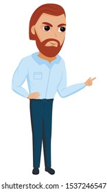 Handsome with beard  man guy full length.Business people characters, vector illustration, isolated on white background, colorful modern cartoon style, flat 