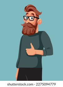 
Handsome Bearded Man Making Ok Gesture Vector Cartoon Illustration. Cheerful guy recommending and making approval sign 
