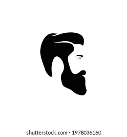 handsome beards man silhouette for barber shop logo design vector