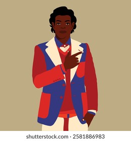 Handsome black man in elegant art style vector