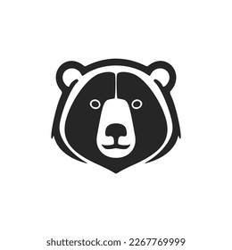 Handsome black+white bear logo graphic, elegant design.