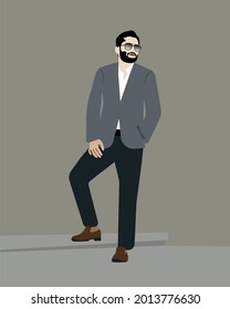 Un chico guapo con barba. Se ve tan genial y agradable 