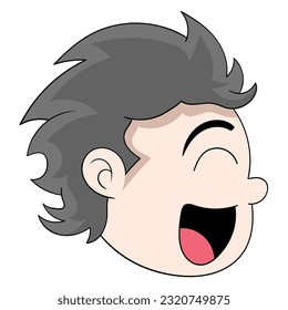 handsome boy head emoticon with spiky messy hair. vector design illustration art