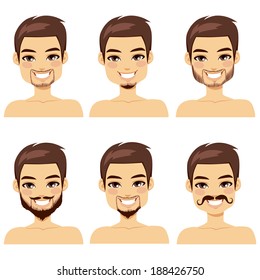 Handsome brown haired man with different beard styles