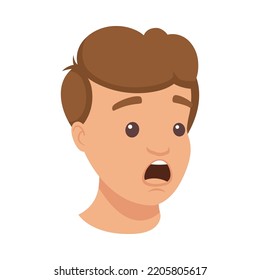 Handsome Brunet Man Character with Shocked Face Demonstrating Emotion Vector Illustration