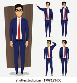 Handsome Business Man in Formal Dress with front pose with different gastures