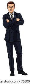 A handsome business man in a suit with arms crossed