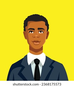 
Handsome Businessman of African Ethnicity Wearing a Formal Suit Vector Illustration. Handsome charismatic guy wearing suit and tie 
