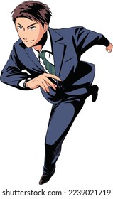 Handsome businessman: running man (color suppressed version)