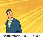 A handsome businessman without a tie. Informal image of a person