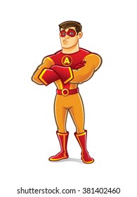 Handsome Cartoon Superhero Standing Arms Crossed Stock Vector (Royalty ...