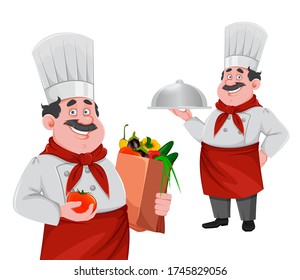 Handsome Chef Cartoon Character Set Two Stock Vector (Royalty Free ...