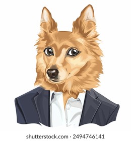 handsome and classy dog with suit vector illustration