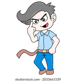 handsome and cool boy is thinking, vector illustration art. doodle icon image kawaii.
