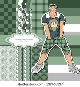 handsome cool man design ,wallpaper, wrapper, fabric ,vector