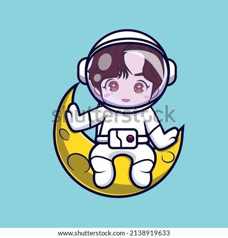 handsome, cute astronaut sit on a moon
