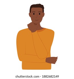 Handsome dark skinned man on white background, vector illustration