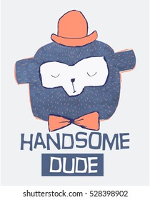 handsome dude monkey head drawing for baby tee print