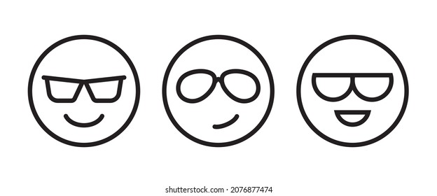 Expresión guapa, gafas de sol, gafas de sol cúrcuas con el emoji del icono de la cara de Chat frío