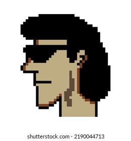Handsome face  man with pixel art isolated on white background.