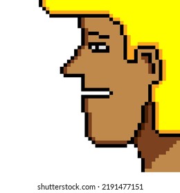 Handsome face  man with pixel art isolated on white background.