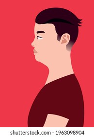Handsome fat asian man of side view. Human simplicity of the globalized world.