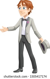 Handsome Groom Cartoon Character Illustration Isolated