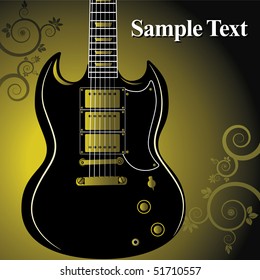 A handsome guitar and floral vector background
