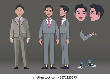 gut aussehendes asiatisches Vektorillustration-Profil und Vollbild