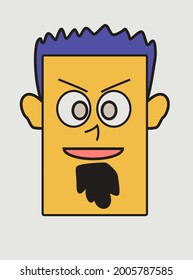 handsome guy cartoon face with cute beard