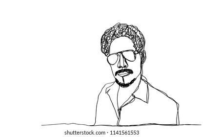 handsome guy  continuous line one line drawing vector eps.10 