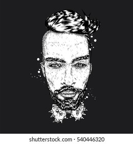 Handsome guy with a fashionable hairstyle. Vector illustration.
