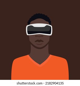 A handsome guy in virtual reality glasses. VR technologies, augmented reality, metaverse. Vector flat illustration.