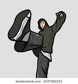 Handsome hip hop rapster gangster boy man with sweater hoodie doing cool pose isolated on grey background vector modern illustrations