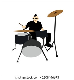 Handsome male band drummer illustration