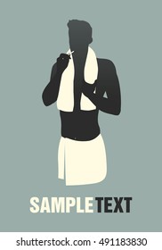 Handsome man brushing his teeth. Retro style.