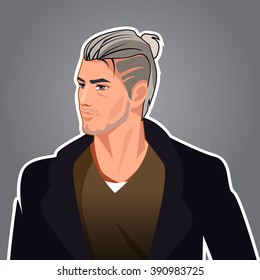 Handsome Man Comics Character, Vector Illustration